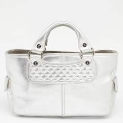 Pre Owned حقيبة يد توتس سيلين بوغي جلد فضي ميتاليك