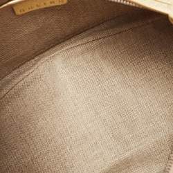 Pre Owned Celine Gold Printed Suede & Leather Pochette Bag