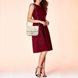 Celine Beige/Cream Watersnake Medium Classic Box Shoulder Bag