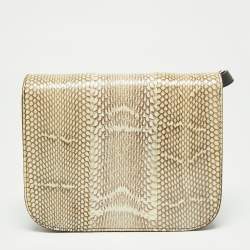 Celine Beige/Cream Watersnake Medium Classic Box Shoulder Bag