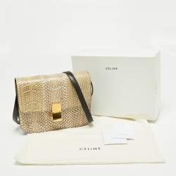 Celine Beige/Cream Watersnake Medium Classic Box Shoulder Bag