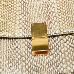 Celine Beige/Cream Watersnake Medium Classic Box Shoulder Bag