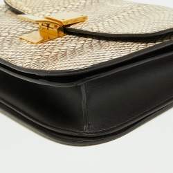 Celine Beige/Cream Watersnake Medium Classic Box Shoulder Bag
