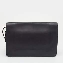 Pre Owned Celine Black Leather Clasp Flap Shoulder Bag