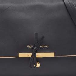 Pre Owned Celine Black Leather Clasp Flap Shoulder Bag