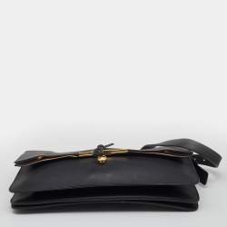 Pre Owned Celine Black Leather Clasp Flap Shoulder Bag