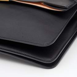 Pre Owned Celine Black Leather Clasp Flap Shoulder Bag