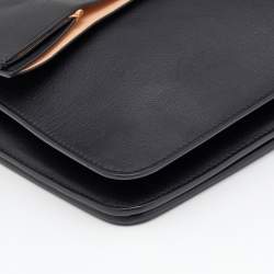 Pre Owned Celine Black Leather Clasp Flap Shoulder Bag