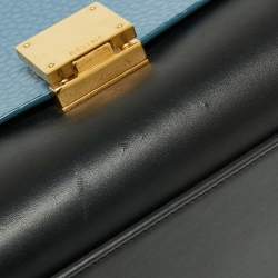 Pre Owned Celine Blue Leather and Suede Small Trapeze Bag