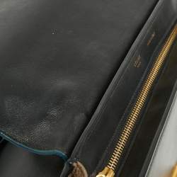 Pre Owned Celine Blue Leather and Suede Small Trapeze Bag