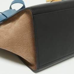 Pre Owned Celine Blue Leather and Suede Small Trapeze Bag
