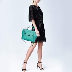 Pre Owned Celine Green Leather Micro Belt Top Handle Bag