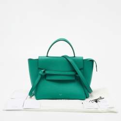 Pre Owned Celine Green Leather Micro Belt Top Handle Bag