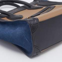 Pre Owned Celine Tri Color Leather and Suede Nano Luggage Tote