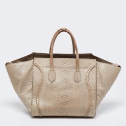 Pre Owned Celine Grey Python Mini Luggage Tote