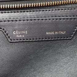 Pre Owned Celine Black Croc Embossed, Leather and Suede Medium Trapeze Bag
