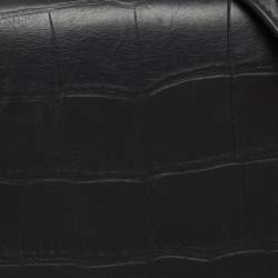 Pre Owned Celine Black Croc Embossed, Leather and Suede Medium Trapeze Bag