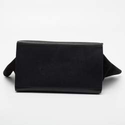 Pre Owned Celine Black Croc Embossed, Leather and Suede Medium Trapeze Bag
