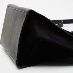 Pre Owned Celine Black Croc Embossed, Leather and Suede Medium Trapeze Bag