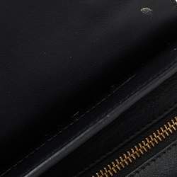Pre Owned Celine Black Croc Embossed, Leather and Suede Medium Trapeze Bag