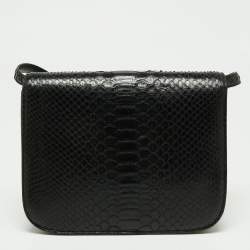 Pre Owned Celine Black Python Medium Classic Box Shoulder Bag