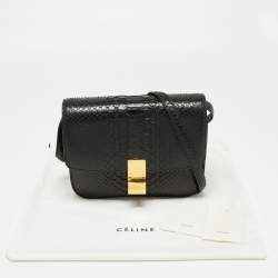 Pre Owned Celine Black Python Medium Classic Box Shoulder Bag