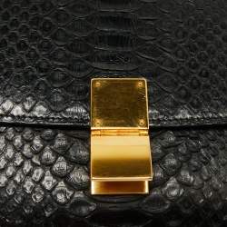 Pre Owned Celine Black Python Medium Classic Box Shoulder Bag