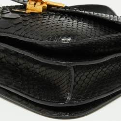 Pre Owned Celine Black Python Medium Classic Box Shoulder Bag