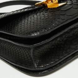 Pre Owned Celine Black Python Medium Classic Box Shoulder Bag
