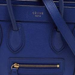 Pre Owned Celine Blue Leather Nano Luggage Tote