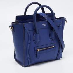 Pre Owned Celine Blue Leather Nano Luggage Tote