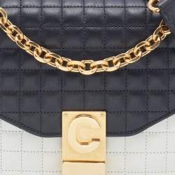 Pre Owned Celine Black/White Quilted Leather Medium C Bag