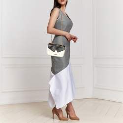 Pre Owned Celine Black/White Quilted Leather Medium C Bag