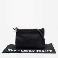 Pre Owned Celine Black Leather Large Trio Crossbody Bag
