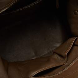 Pre Owned Celine Khaki Green Canvas and Leather Mini Luggage Tote