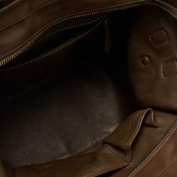 Pre Owned Celine Khaki Green Canvas and Leather Mini Luggage Tote