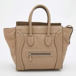 Pre Owned Celine Beige Leather Mini Luggage Tote