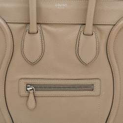 Pre Owned Celine Beige Leather Mini Luggage Tote
