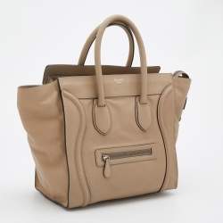 Pre Owned Celine Beige Leather Mini Luggage Tote