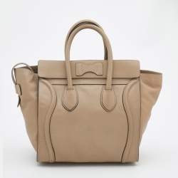 Pre Owned Celine Beige Leather Mini Luggage Tote