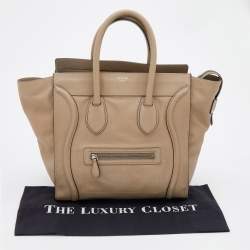 Pre Owned Celine Beige Leather Mini Luggage Tote