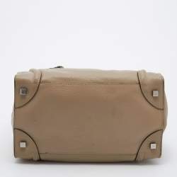 Pre Owned Celine Beige Leather Mini Luggage Tote