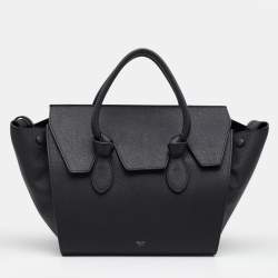 Pre Owned Celine Black Grained Leather Mini Tie Tote