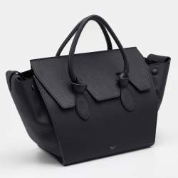 Pre Owned Celine Black Grained Leather Mini Tie Tote