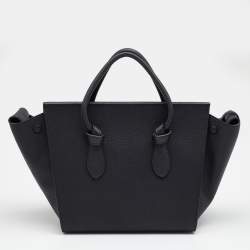 Pre Owned Celine Black Grained Leather Mini Tie Tote