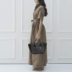 Pre Owned Celine Black Grained Leather Mini Tie Tote