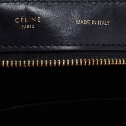 Pre Owned Celine Black Croc Embossed, Leather and Suede Medium Trapeze Bag