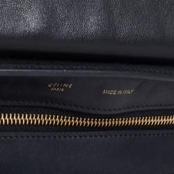 Pre Owned Celine Black Croc Embossed, Leather and Suede Medium Trapeze Bag