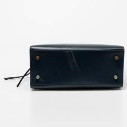 Pre Owned Celine Navy Blue/Tan Brown Leather Boxy Tote