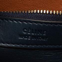 Pre Owned Celine Navy Blue/Tan Brown Leather Boxy Tote